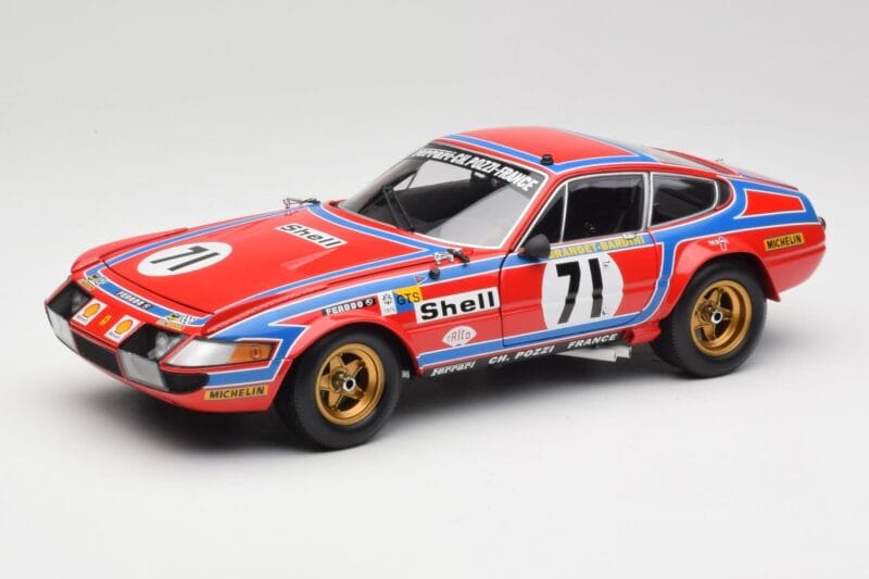 Ferrari 365 GTB4 Competizione #71 24 Hours of Le Mans 1974 Kyosho 1:18 08164A Metāls