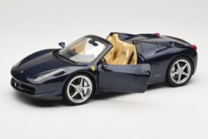 Ferrari 458 Italia Spider Dark Blue Metallic Hot Wheels 1:18 X5529 Metāls — attēls 2 no 8