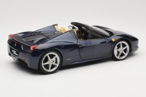 Ferrari 458 Italia Spider Dark Blue Metallic Hot Wheels 1:18 X5529 Metāls — attēls 3 no 8