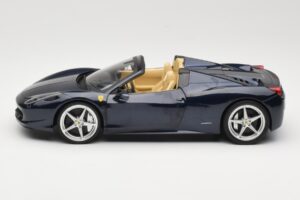 Ferrari 458 Italia Spider Dark Blue Metallic Hot Wheels 1:18 X5529 Metāls — attēls 4 no 8