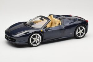 Ferrari 458 Italia Spider Dark Blue Metallic Hot Wheels 1:18 X5529 Metāls