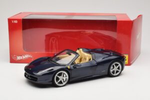 Ferrari 458 Italia Spider Dark Blue Metallic Hot Wheels 1:18 X5529 Metāls — attēls 8 no 8