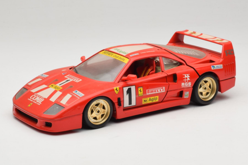 Ferrari F40 Evoluzione #1 Pirelli Sarkans 1992 Bburago 1:18 3042-P1 Metāls