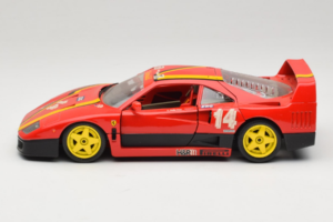 Ferrari F40 Evoluzione #14 L. Dalla Noce H&R Sarkans ar Dzelteniem Riteņiem 1992 Bburago 1:18 3042-H1 Metāls — attēls 4 no 8