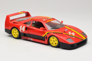Ferrari F40 Evoluzione #14 L. Dalla Noce H&R Sarkans ar Dzelteniem Riteņiem 1992 Bburago 1:18 3042-H1 Metāls — attēls 6 no 8