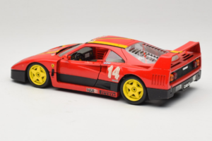 Ferrari F40 Evoluzione #14 L. Dalla Noce H&R Sarkans ar Dzelteniem Riteņiem 1992 Bburago 1:18 3042-H1 Metāls — attēls 7 no 8