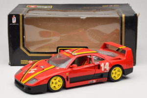 Ferrari F40 Evoluzione #14 L. Dalla Noce H&R Sarkans ar Dzelteniem Riteņiem 1992 Bburago 1:18 3042-H1 Metāls — attēls 8 no 8