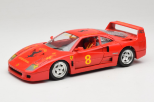 Ferrari F40 #8 Bevro International Sarkans 1987 Bburago 1:18 3332-P3 Metāls