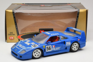 Ferrari F40 Pilot #56 Zils Bburago 1:18 3332-BL1 Metāls — attēls 8 no 8