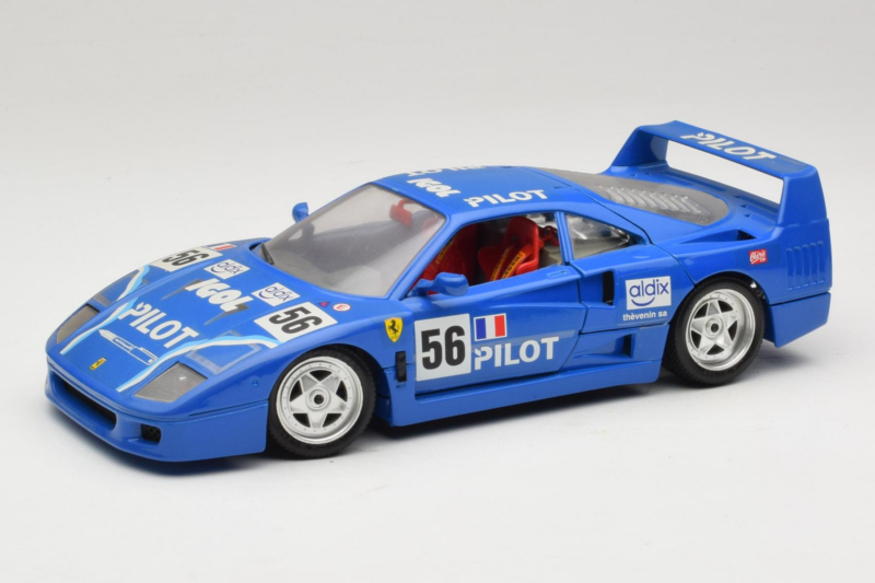 Ferrari F40 Pilot #56 Zils Bburago 1:18 3332-BL1 Metāls