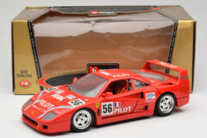 Ferrari F40 #56 Pilot Sarkans 1987 Bburago 1:18 3332-P2 Metāls — attēls 8 no 8