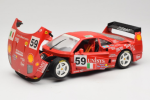 Ferrari F40 LM Unisys #59 Ota / P. Nappi / R. Donovan 24 Hours of Le Mans 1996 Bburago 1:18 3032-U1 Metāls — attēls 2 no 8