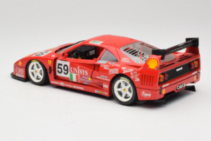 Ferrari F40 LM Unisys #59 Ota / P. Nappi / R. Donovan 24 Hours of Le Mans 1996 Bburago 1:18 3032-U1 Metāls — attēls 7 no 8