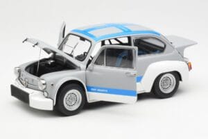Fiat Abarth 1000 TCR Matēts Pelēks Zilas Svītras AUTOart 1:18 72642 Metāls — attēls 2 no 8