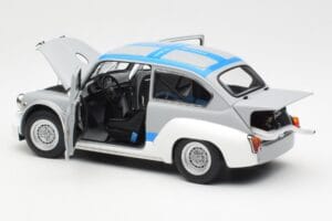 Fiat Abarth 1000 TCR Matēts Pelēks Zilas Svītras AUTOart 1:18 72642 Metāls — attēls 5 no 8