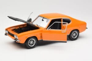 Ford Capri Mk1 RS 2600 Signal Orange Melns Minichamps 1:18 150089077 Metāls — attēls 2 no 8
