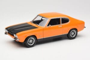 Ford Capri Mk1 RS 2600 Signal Orange Melns Minichamps 1:18 150089077 Metāls