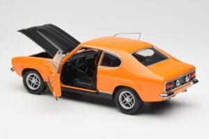 Ford Capri Mk1 RS 2600 Signal Orange Melns Minichamps 1:18 150089077 Metāls — attēls 5 no 8