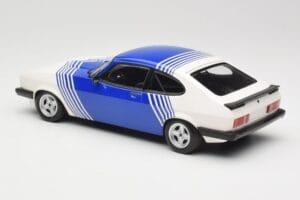 Ford Capri Mk2 3.0 Balts ar Zilām Svītrām Minichamps 1:18 155788600 Metāls — attēls 5 no 6