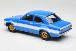 Ford Escort Mk1 RS 1600 Zils Balts Svītras Minichamps 1:18 100688102 Metāls — attēls 7 no 8