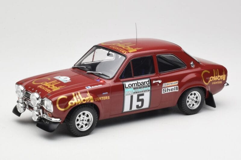Ford Escort RS 1600 Mk1 #15 M. Alen / I. Kivimäki RAC Rally 1974 IXO 1:18 18RMC047B Metāls