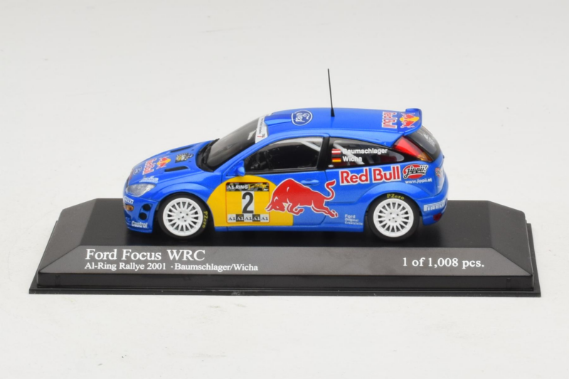 Ford Focus WRC #2 R. Baumgartner / B. Wichs Red Bull Rally Austria 2001 Minichamps 1:43 430008907 Metāls