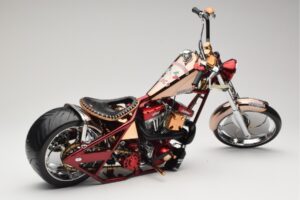 Harley-Davidson West Coast Choppers Diablo Soft Tail Zelta Sarkans Minichamps 1:5 JJ04-05-03 Metāls — attēls 2 no 6