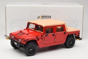 Hummer H1 Soft Top Sarkans Exoto 1:18 01805 Metāls — attēls 8 no 8