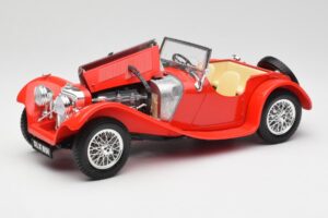 Jaguar SS 100 Sarkans Bburago 1:18 3006-M1 Metāls — attēls 2 no 8