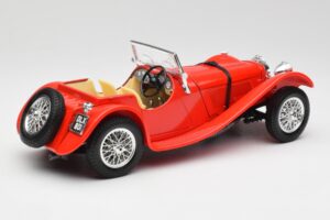 Jaguar SS 100 Sarkans Bburago 1:18 3006-M1 Metāls — attēls 3 no 8