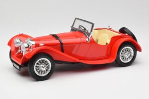 Jaguar SS 100 Sarkans Bburago 1:18 3006-M1 Metāls
