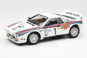Lancia 037 Martini #1 W. Rohrl / C. Geistdorfer Winner Rally Monte Carlo 1983 Nakts Versija Kyosho 1:18 08306A Metāls