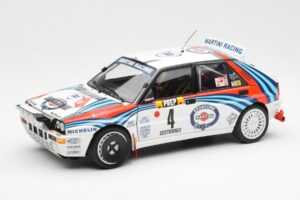 Lancia Delta HF Integrale Evo Martini #4 D. Auriol / B. Occelli Winner Rally Monte Carlo 1992 Kyosho 1:18 08348A Metāls