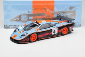 McLaren F1 GTR Gulf #41 P. Gounon / S. Oloffson 24 Hours of Le Mans 1997 Minichamps 1:18 530133741 Metāls — attēls 8 no 8