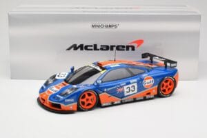 McLaren F1 GTR Gulf Racing #33 S. Bellm / A. Weaver / J. Lehto 24 Hours of Le Mans 1996 Minichamps 1:18 530133633 Metāls — attēls 8 no 8