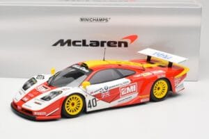 McLaren F1 GTR Gulf Team Davidoff #40 D. O'Rourke / G. Sugden / J. Auberlein 24 Hours of Le Mans 1998 Minichamps 1:18 5301338 — attēls 8 no 8