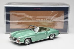 Mercedes 190 SL W121 Gaiši Zaļš Metallic Norev 1:18 183401 Metāls — attēls 9 no 9