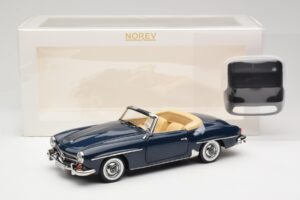 Mercedes 190 SL W121 Middle Blue Norev 1:18 183403 Metāls — attēls 8 no 8