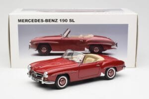 Mercedes 190SL W198 Sarkans AUTOart 1:18 76116 Metāls — attēls 8 no 8