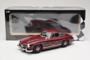 Mercedes 300 SL W198 Gullwing Tumši Sarkans Minichamps 1:18 110037218 Metāls — attēls 8 no 8