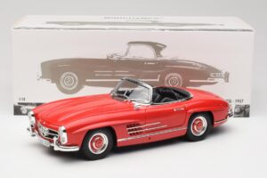 Mercedes 300 SL W198 Roadster Sarkans Ar Cieto Jumtu Minichamps 1:18 180039041 Metāls — attēls 8 no 8