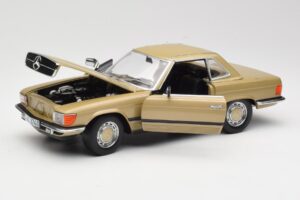 Mercedes 350 SL R107 Zelta Sun Star 1:18 MB004 Metāls — attēls 2 no 8