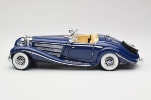 Mercedes 500K Special Roadster Zils Maisto 1:18 56059 Metāls — attēls 4 no 8