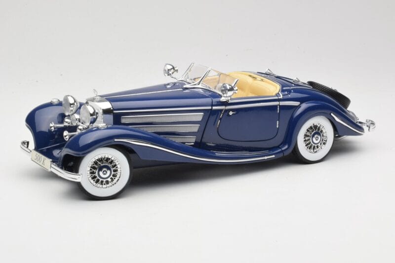 Mercedes 500K Special Roadster Zils Maisto 1:18 56059 Metāls