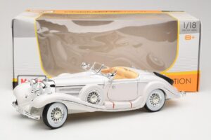 Mercedes 500K Special Roadster Balts Premiere Edition Maisto 1:18 536055 Metāls — attēls 8 no 8