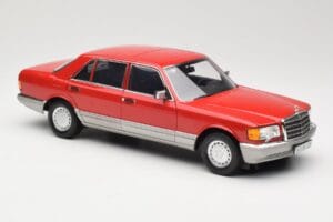 Mercedes 560 SEL W126 Sarkans Norev 1:18 183463 Metāls — attēls 6 no 8
