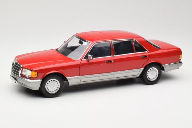 Mercedes 560 SEL W126 Sarkans Norev 1:18 183463 Metāls