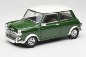 Mini Cooper S British Racing Zaļš & Old English Balts Solido 1:18 8021 Metāls
