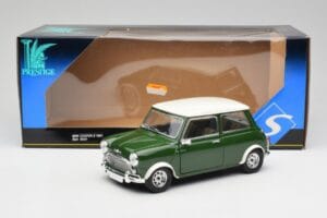 Mini Cooper S British Racing Zaļš & Old English Balts Solido 1:18 8021 Metāls — attēls 8 no 8