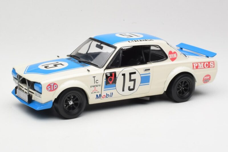 Nissan Skyline 2000GT-R KPGC10 #15 K. Takahashi Nissan Works JTCC 1972 Kyosho 1:18 08122B Metāls